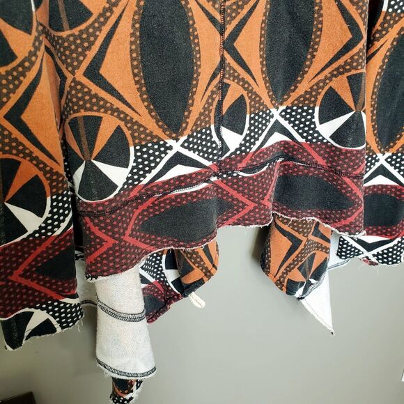 Free People Jacket Womens Medium Multicolor Geometric Tribal Cotton Knit Draped - Picture 8 of 12